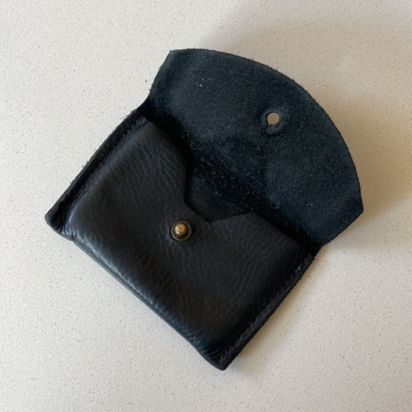 Handmade genuine black leather card wallet - Picture 2 of 4